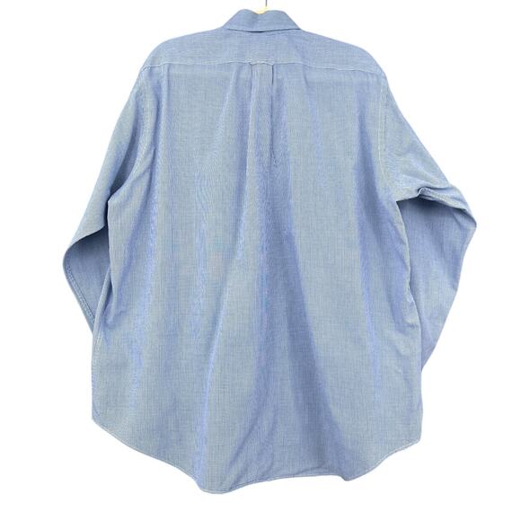 IZOD Button Down Blue‎ Poplin Check Pattern Long Sleeve Pocket Dress Shirt XL - Picture 2 of 6